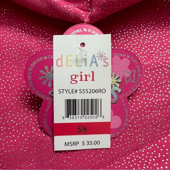 Delia’s Little Girls Sparkly Pink Zip Up Jacket & T-Shirt Set - Size 5/6 - Picture 7 of 7